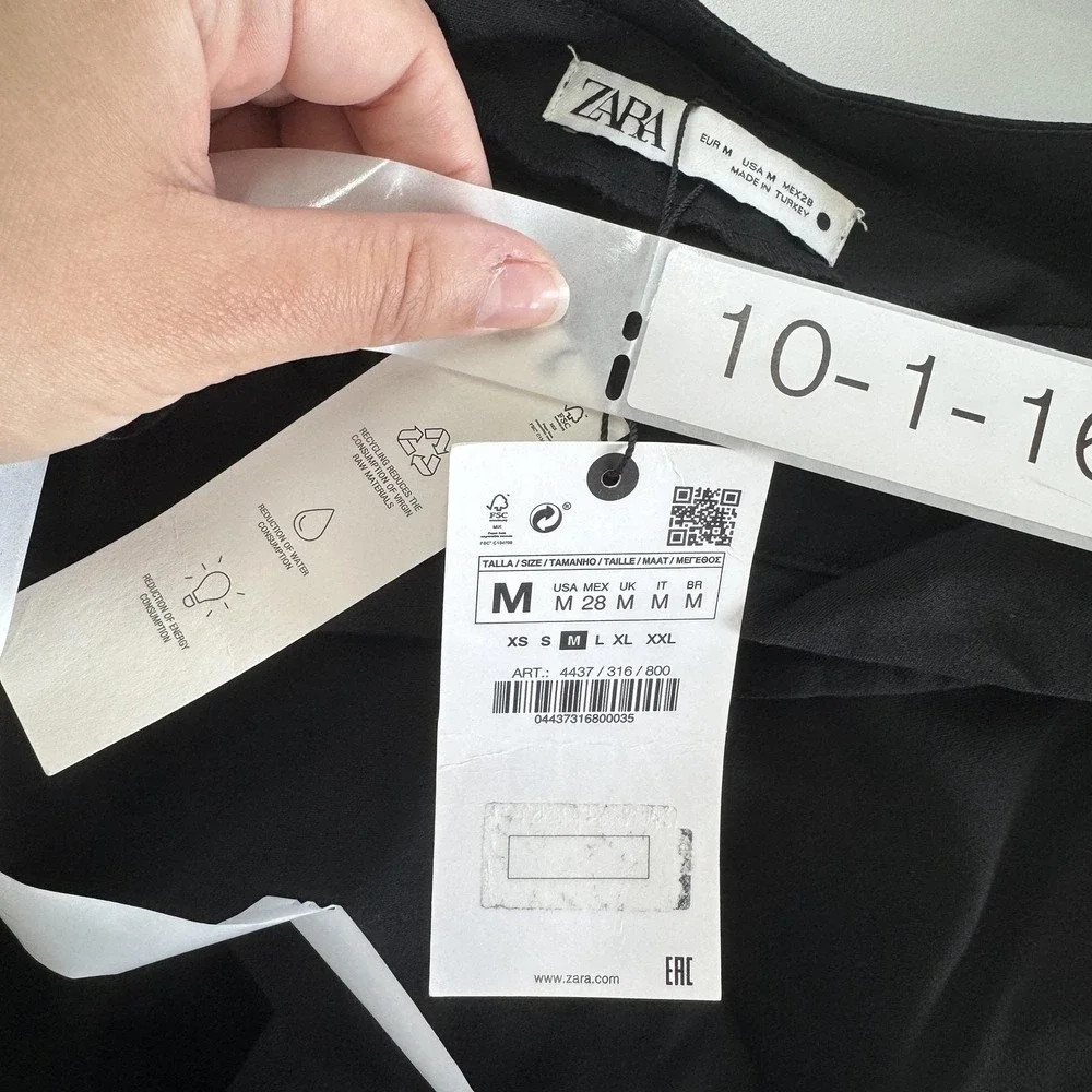 Zara Mini‎ Dress Womens Medium Black Asymmetrical Hem Strappy Back